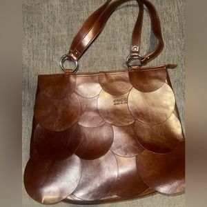 Gucci fish scale brown leather purse